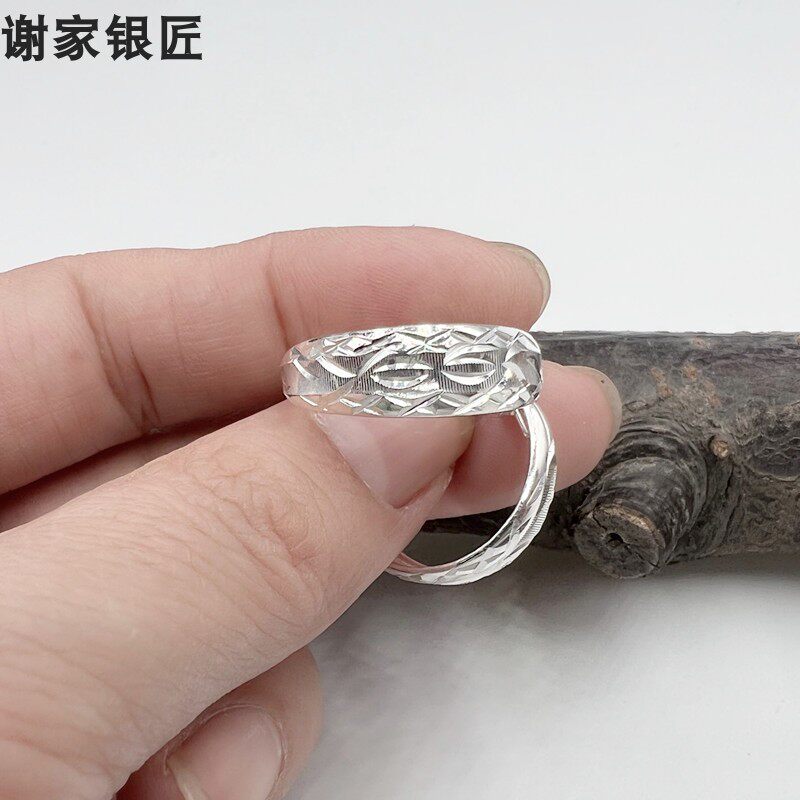 正品谢家银匠花纹老人耳环   99足银中老年耳圈送奶奶妈妈