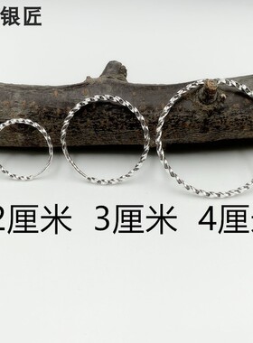 谢家银匠99银麻花大耳环  99足银大耳圈女饰品韩国银耳环时尚