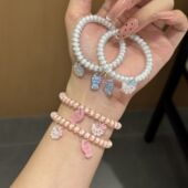 可爱猫吃鱼高弹力扎马尾电话线发圈女ins风小众简约情侣闺蜜手链