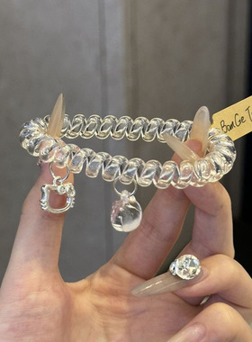 透明KT猫电话线发圈简约无痕