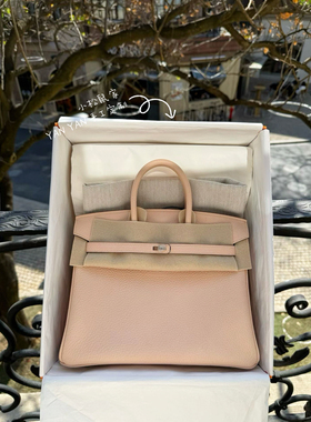 老师傅纯手工BK25铂金限定蔷薇粉原厂皮荔枝纹TOGO钯金银扣手提包