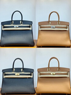 定制手工BK35铂金包美拉德风格德国togo皮荔枝纹真皮金棕黑色银扣