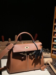 凯莉lakis双拉链凯莉包k32手工订制蜡线纯手缝H家金棕色swift女包