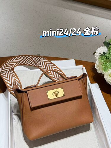 金棕色eve/sw原色线手提肩带凯莉mini2424原厂单肩公文包手工蜡线