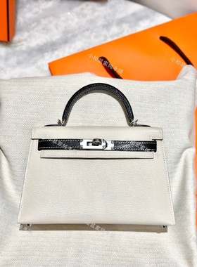 定制蜡线二代mk2熊猫Chevre黑白法山羊皮银扣KL19迷你凯莉宴会包