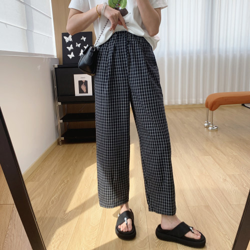 透气夏日超薄格子裤！休闲哈伦裤
