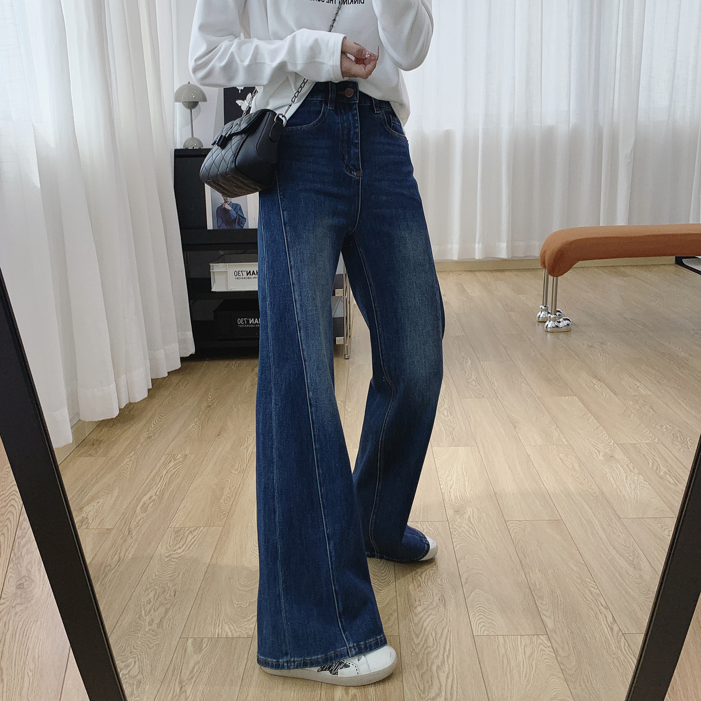 超模腿！四面弹显瘦喇叭牛仔裤女