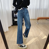 高腰显瘦窄版 子宽松直筒牛仔裤 阔腿裤 裤 秋 女秋季 小个子长腿神裤