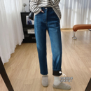 裤 四面弹高腰显瘦烟管裤 2025新款 女冬季 子秋冬 加厚加绒直筒牛仔裤