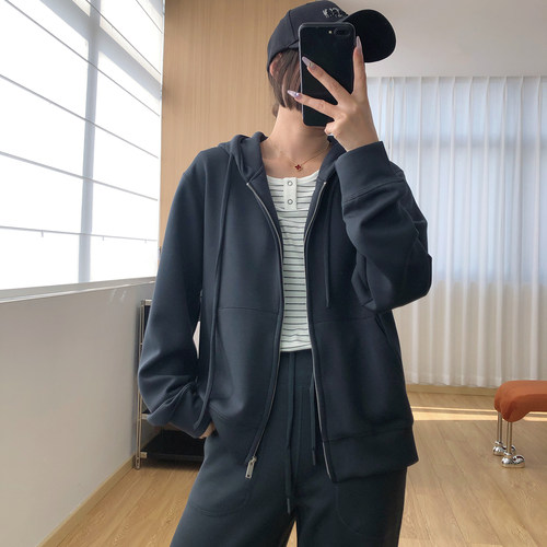 连帽拉链开衫卫衣外套女春季