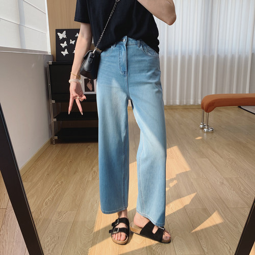 凉感冰皮牛仔！直筒牛仔裤女夏