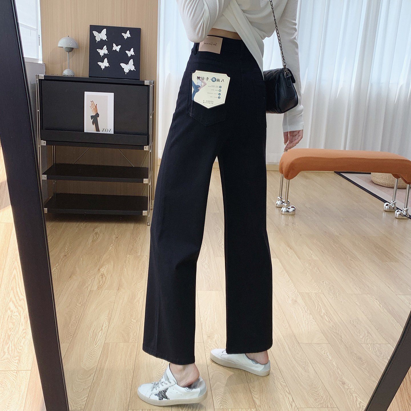 小个子bi入！四面弹高腰显瘦不贴腿喇叭牛仔裤女秋季裤子微喇裤