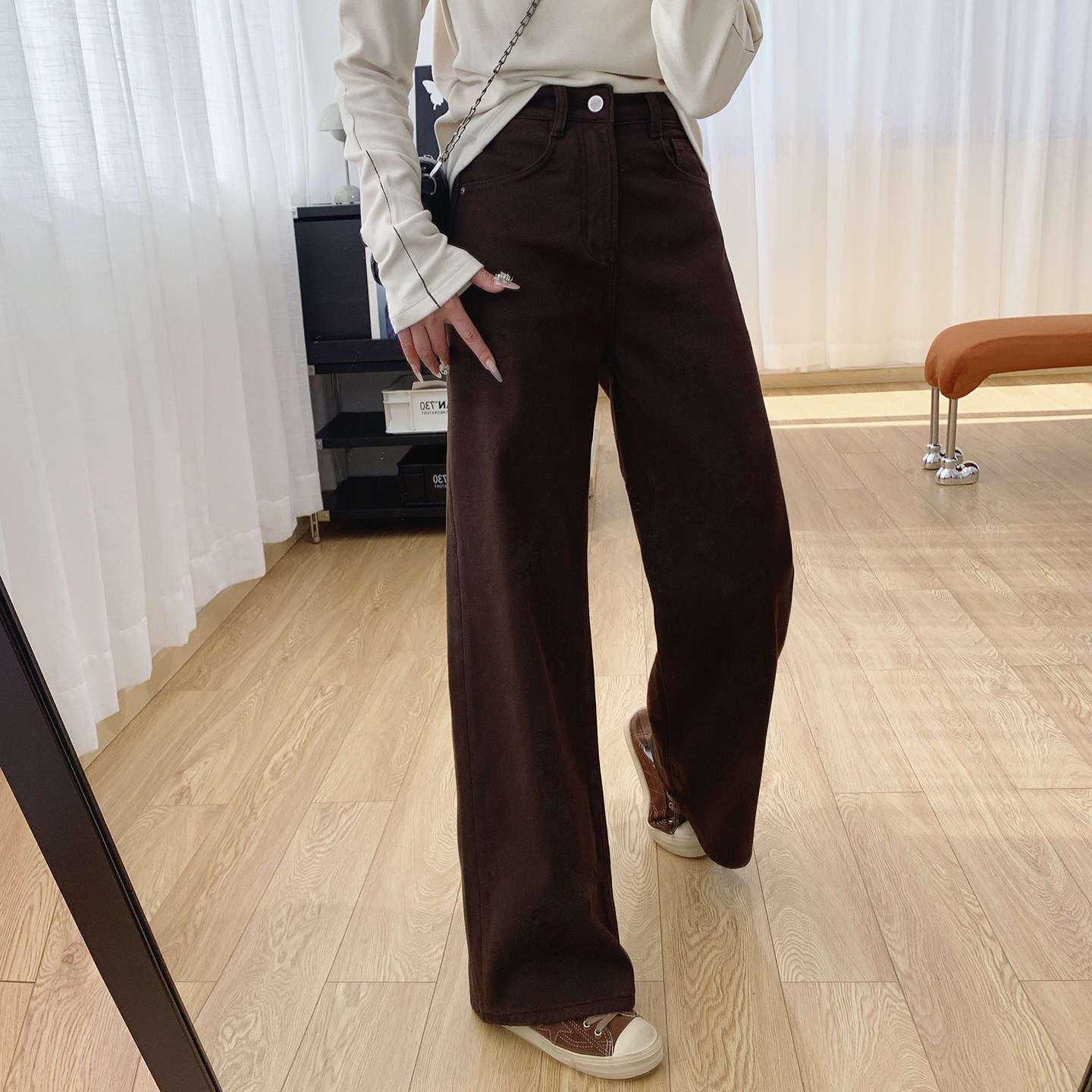 清仓特价 高腰显瘦加绒牛仔裤女秋冬裤子宽松直筒垂感阔腿裤冬季,女装/女士精品,牛仔裤,淘宝优惠券,粉丝福利购,淘宝优惠卷