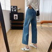 女春季 直筒裤 2026新款 子小个子九分裤 裤 四面弹高腰显瘦直筒牛仔裤