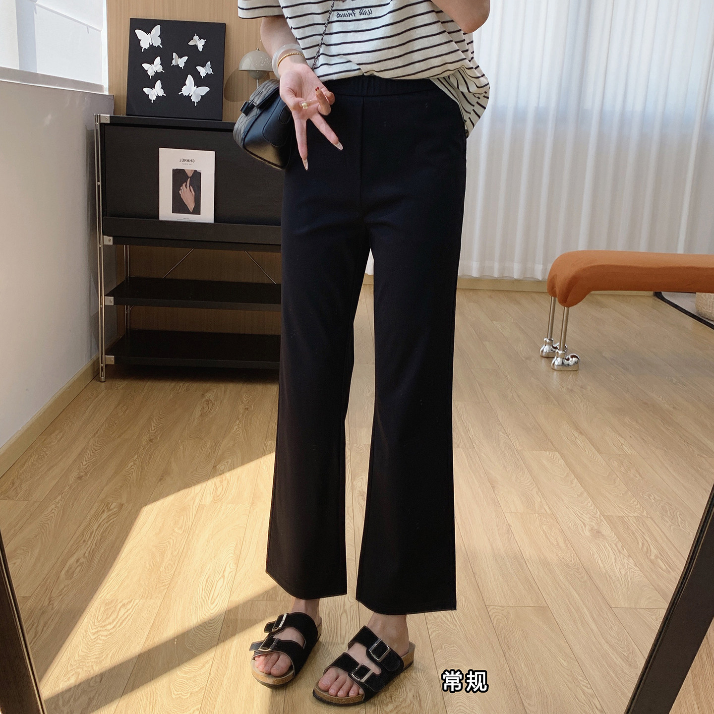 塑形小黑裤！高腰显瘦修身提臀微喇裤女夏薄款裤子休闲西装喇叭裤