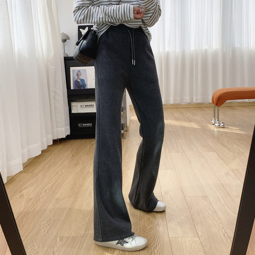 高腰显瘦加厚加绒微喇裤女冬季