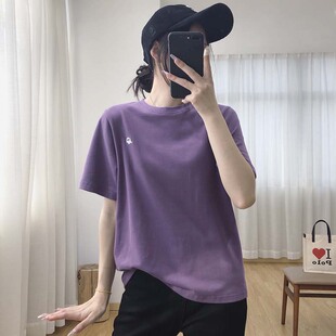 宽松休闲百搭圆领上衣夏季 柔软鸭舌帽刺绣短袖 T恤女夏2024新款