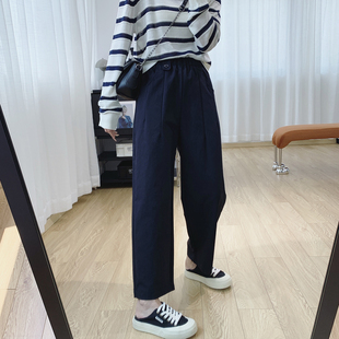 清仓特价 抗皱松紧腰宽松显瘦工装裤直筒休闲裤女秋季裤子春秋