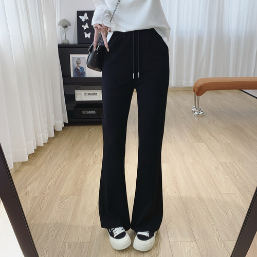 高腰修身显瘦提臀微喇裤女秋季