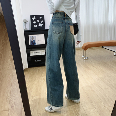 高腰显瘦复古水洗牛仔裤女秋季