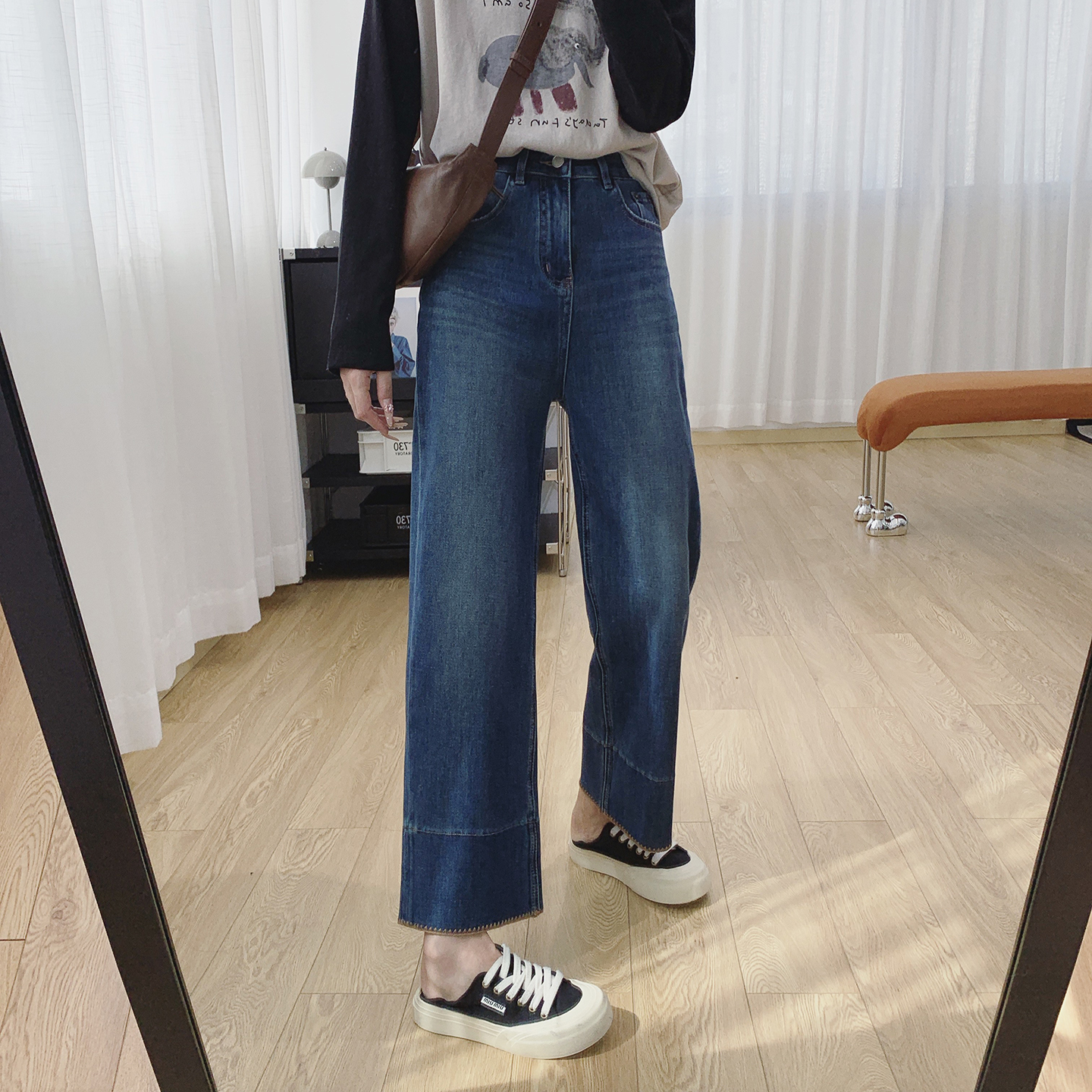 【直腿神裤】显瘦宽松直筒牛仔裤