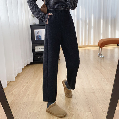 松紧腰加厚加绒休闲裤女秋冬