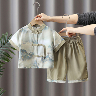 汉服男童夏季套装2025新款宝宝中国风唐装儿童夏装新中式古装薄款