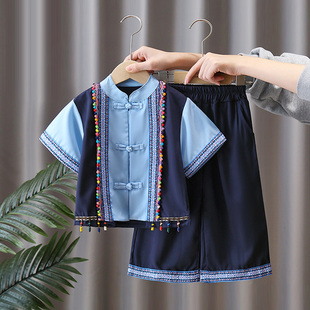 儿童少数民族服饰夏季三月三苗疆表演服男童壮族六一演出服套装