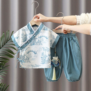 汉服男童夏季套装2025新款宝宝新中式古装儿童夏款薄款中国风唐装