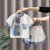 2025新款 短袖 中国风古装 汉服男童夏季 儿童日常可穿新中式 薄款 套装