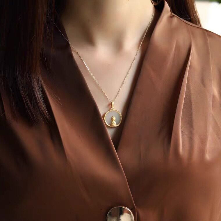 新款民族风佛像吊坠女士古法金色项饰个性百搭宫廷风饰品礼物