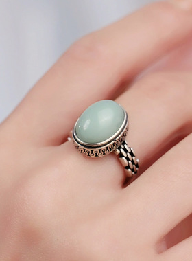 复古如意蛋面戒指女国潮民族风百搭活口指环新中式国风高级感饰品