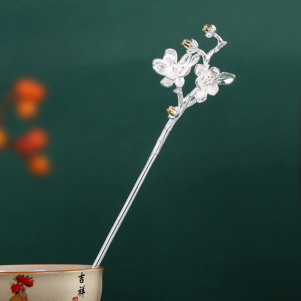 国风分色玉兰花古风发簪女高级感古装汉服配饰盘发簪子花朵发饰