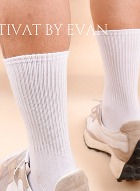 3双袜子男士夏季中筒袜纯棉吸汗防臭薄款跑步白色短袜透气运动袜