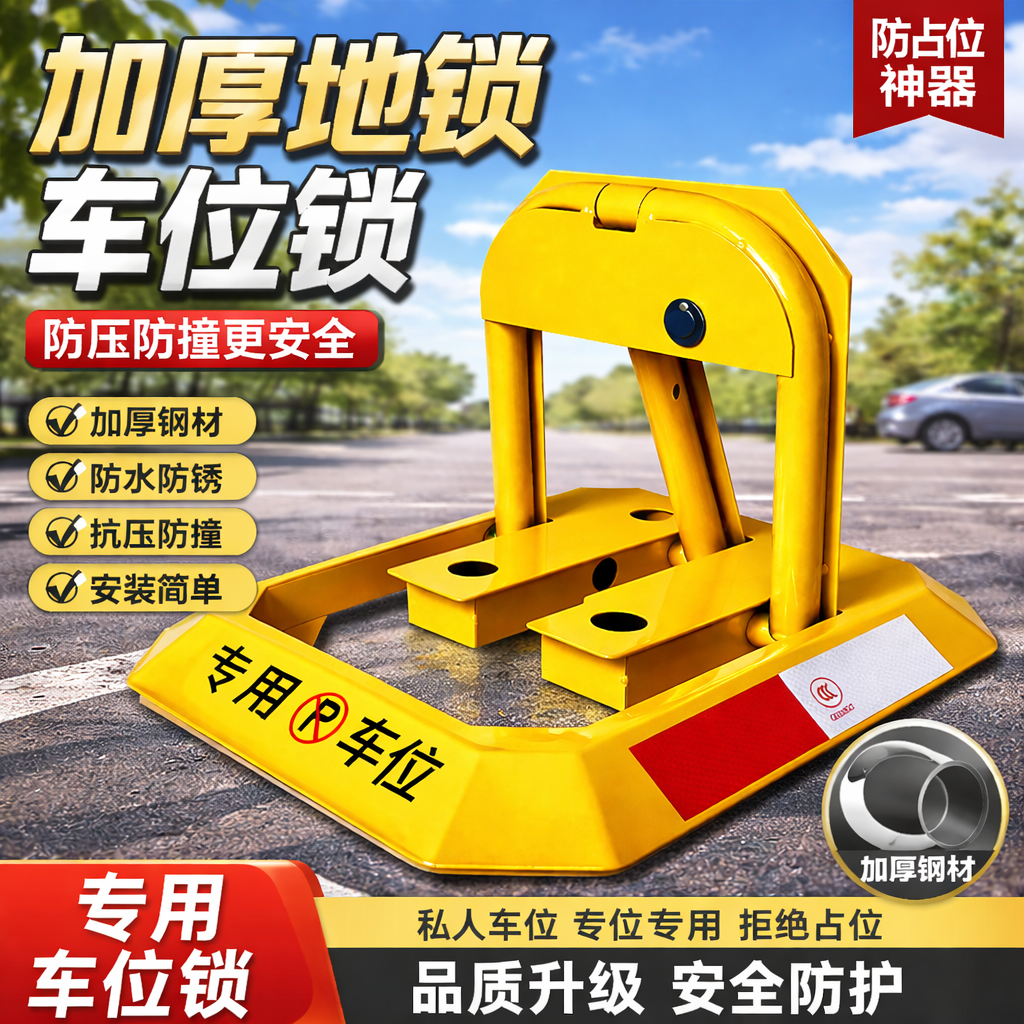 车位锁停车位地锁加厚防撞停车桩汽车车库防占用阻车器神器免打孔