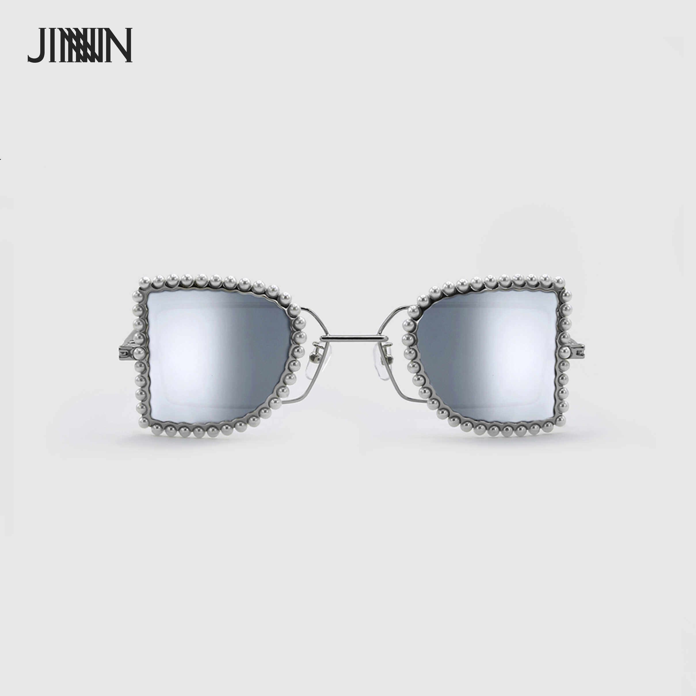 【七夕礼物】JINNNN BAMBI 多边形双镜片装饰珍珠太阳镜墨镜