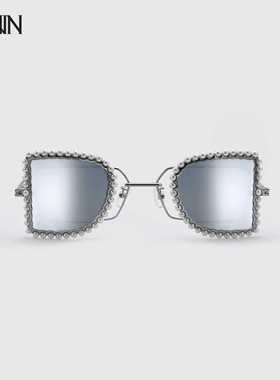 【七夕礼物】JINNNN BAMBI 多边形双镜片装饰珍珠太阳镜墨镜