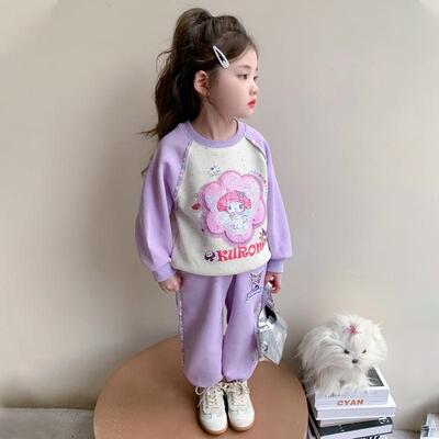 女小童库洛米亮片变脸卫衣套装春秋季宝宝美乐蒂变色休闲两件套