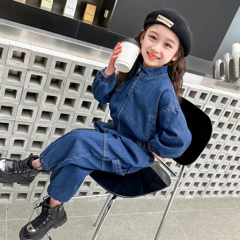 女童韩范牛仔套装春秋装宝宝炸街衣服时尚儿童洋气两件套时髦春款