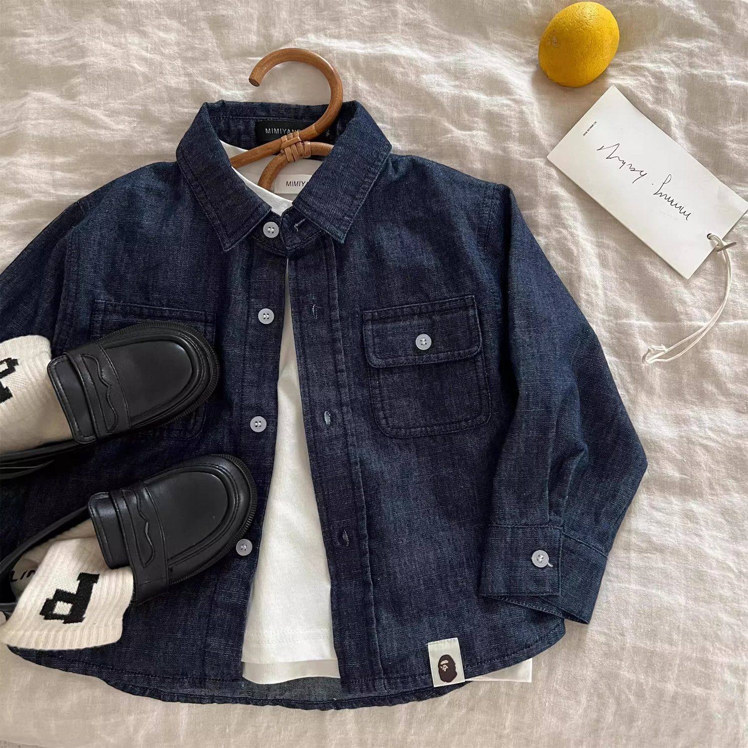 男童牛仔外套春秋2026新款韩版帅气男孩长袖衬衫时尚男宝春装上衣
