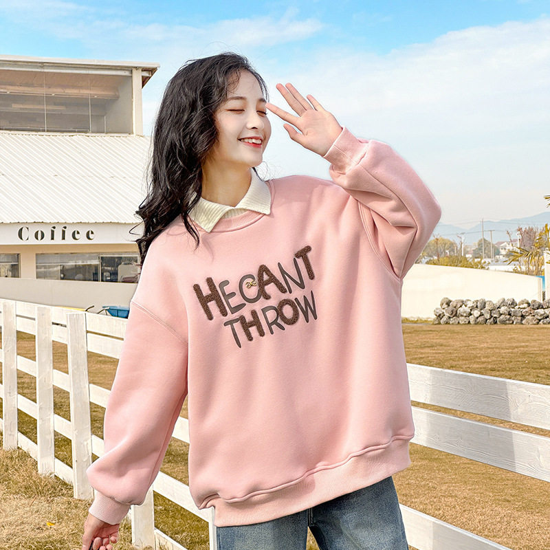 女大童春秋卫衣韩版女童秋冬薄绒打底衫时尚洋气百搭女孩春装上衣