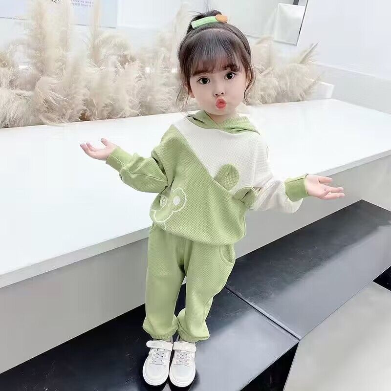 女小童春装套装时尚洋气女宝卫衣裤子两件套一两三4五6岁女孩衣服