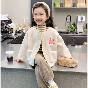 女童秋季外套洋气摇粒绒上衣女宝秋装毛毛衣三4五六7八岁女孩衣服