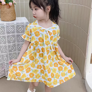 女童碎花连衣裙夏季洋气女宝雪纺裙两三四五六岁女孩夏装公主裙子