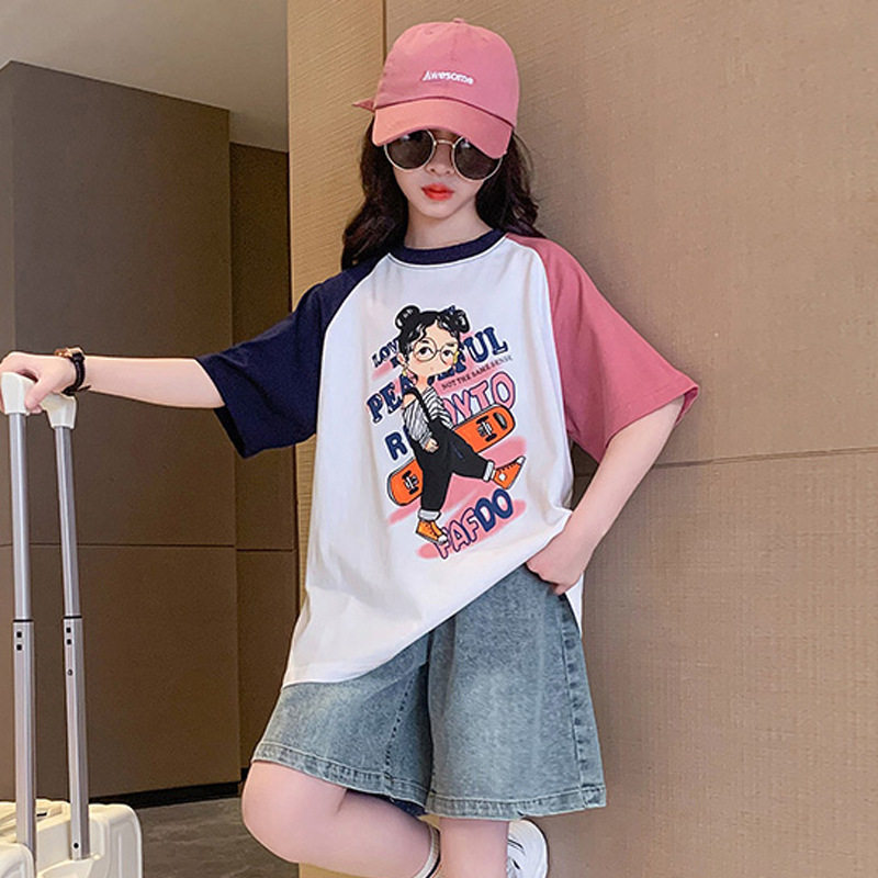 女大童短袖t恤夏季套装六七八9十13岁女孩衣服韩版女童夏装两件套