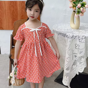 女童夏季连衣裙洋气碎花雪纺女宝花裙子三四五六岁女孩夏装公主裙