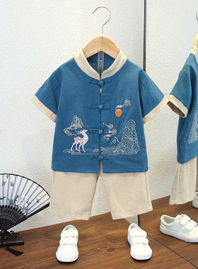 男童夏季古风帅气汉服套装