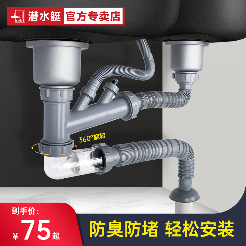 【官方直营】潜水艇洗菜盆下水管