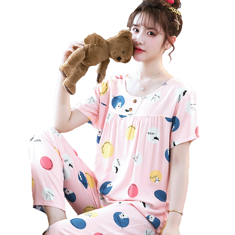 棉绸大码甜美宽松学生女士睡衣