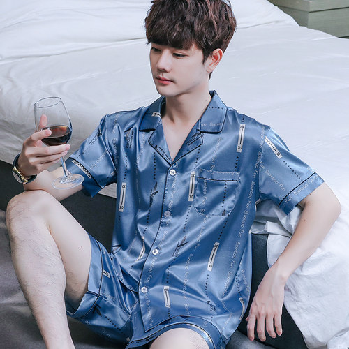 褐瞳男丝绸夏季薄款套装